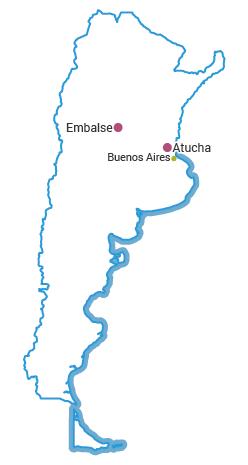 Nuclear Power Plants in Argentina map